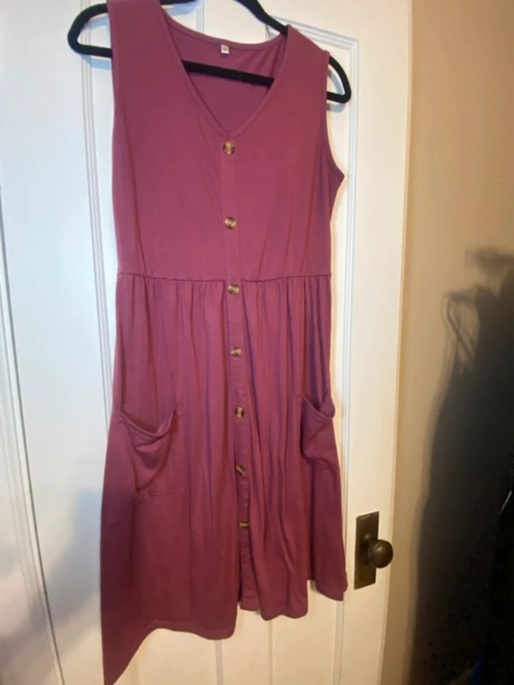 Women’s size large burgundy midi tank dress with pockets